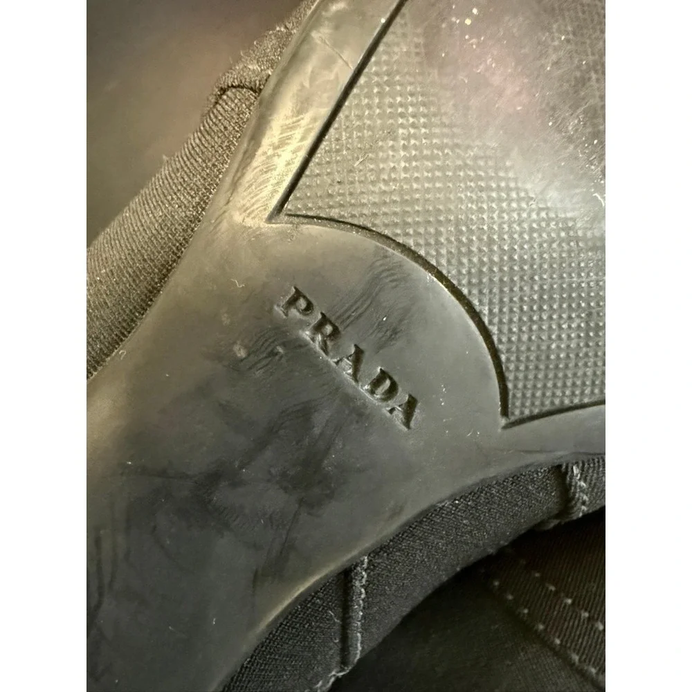 Prada Black Fabric Block‎ Heel Ankle Boots Women's Size 38.5/8.5